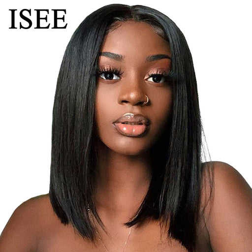 Straight Short Human Hair Wigs 360 Lace Frontal Wig Straight Bob Lace Front Wigs ISEE HAIR Malaysian Lace Front Human Hair Wigs