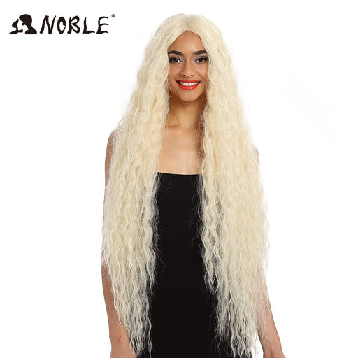 Noble Hair Synthetic Wig Lace Front Synthetic Wig Long Curly Ombre Blonde Wig 42 Inch  613 American Synthetic Lace Front Wig