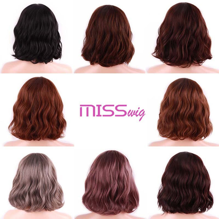 MISS WIG Short Water Wave Synthetic Hair 8Colors  Available Wig For Women Heat Resistant Fiber Daily False Hair