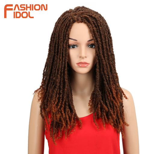 FASHION IDOL 22 Inch Synthetic Wigs For Black Women Crochet Braids Twist Jumbo Dread Faux Locs Hairstyle Long Afro Brown Hair