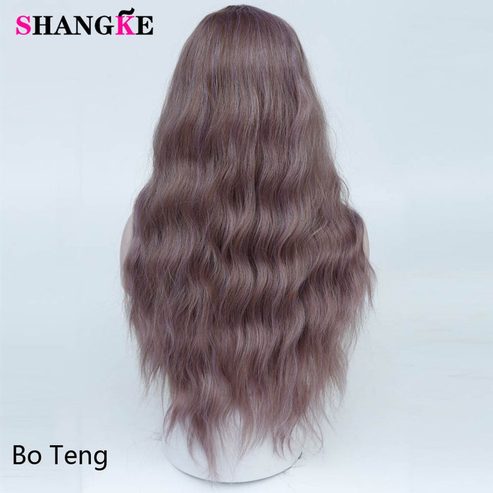 SHANGKE Long Mix Purple Womens Wigs with Bangs Heat Resistant Synthetic Kinky Curly Wigs for Women African American