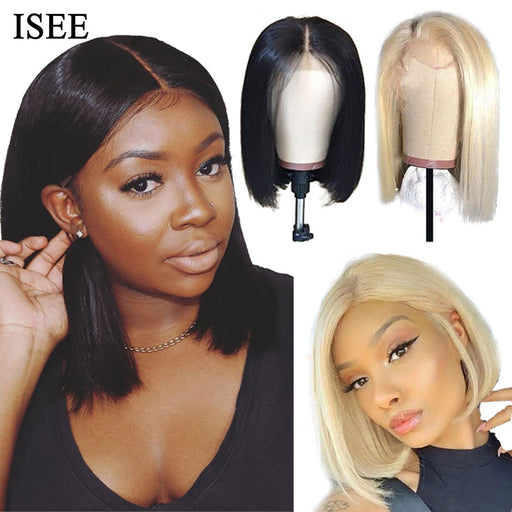 Bob Style Blond Human Hair Lace Front Wig